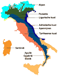 De klimaatgebieden van Italia